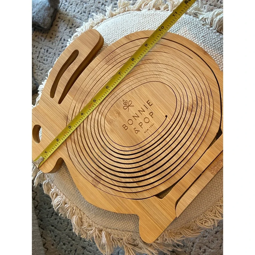 Bonnie &‎ Pop Bamboo Bunny Rabbit Collapsible Fruit Basket Trivet Cutting Board